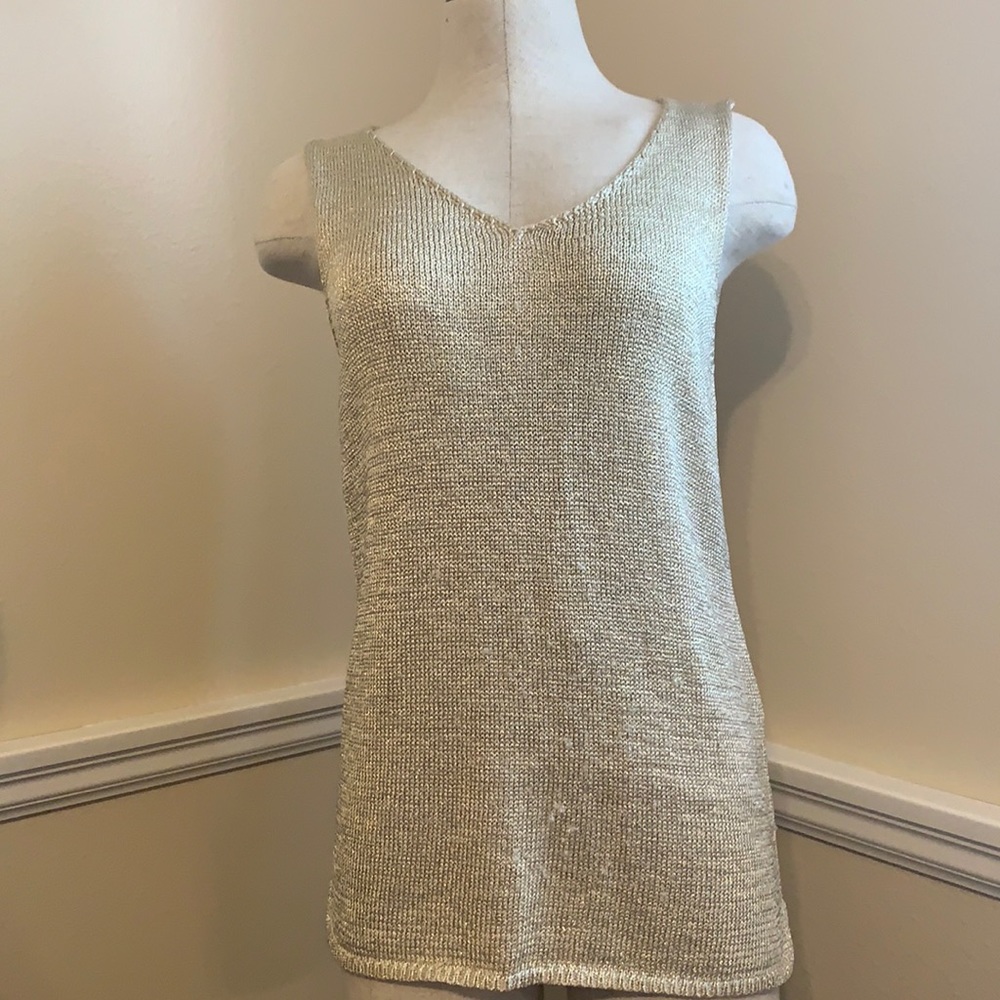 Chico’s gold sweater tank. Size 1